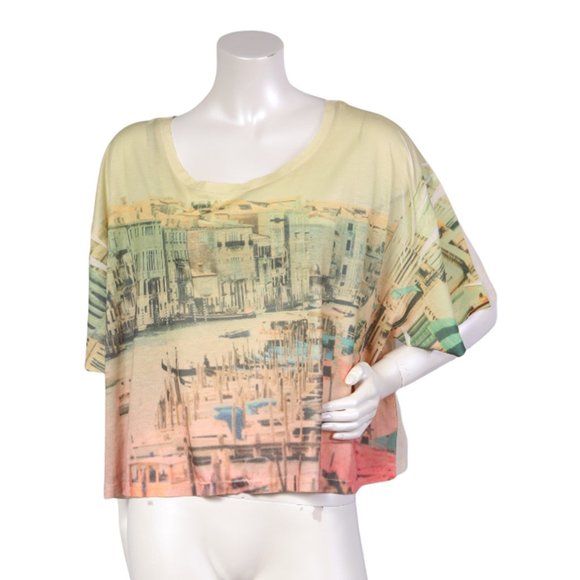 G21 Tops - G21 Venice T Shirt Cropped Short Sleeve Top Yellow Ombre Size XXL